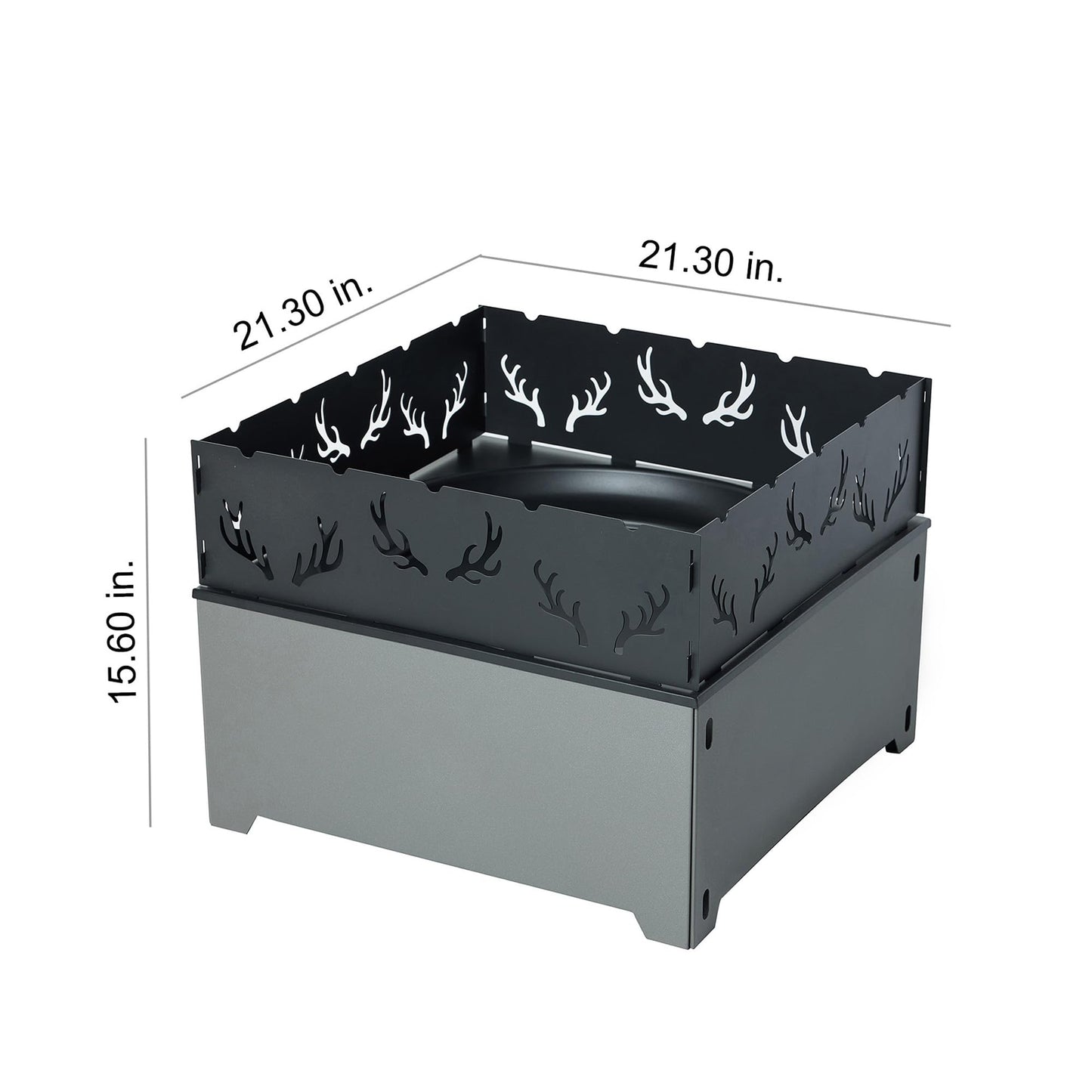 21.5 Inch Outdoor Wood Burning Fire Pit, Bonfire Grill for Patio and Backyard, Outdoor Portable Fireplace with Flame Panel - Flint Gray - CookCave