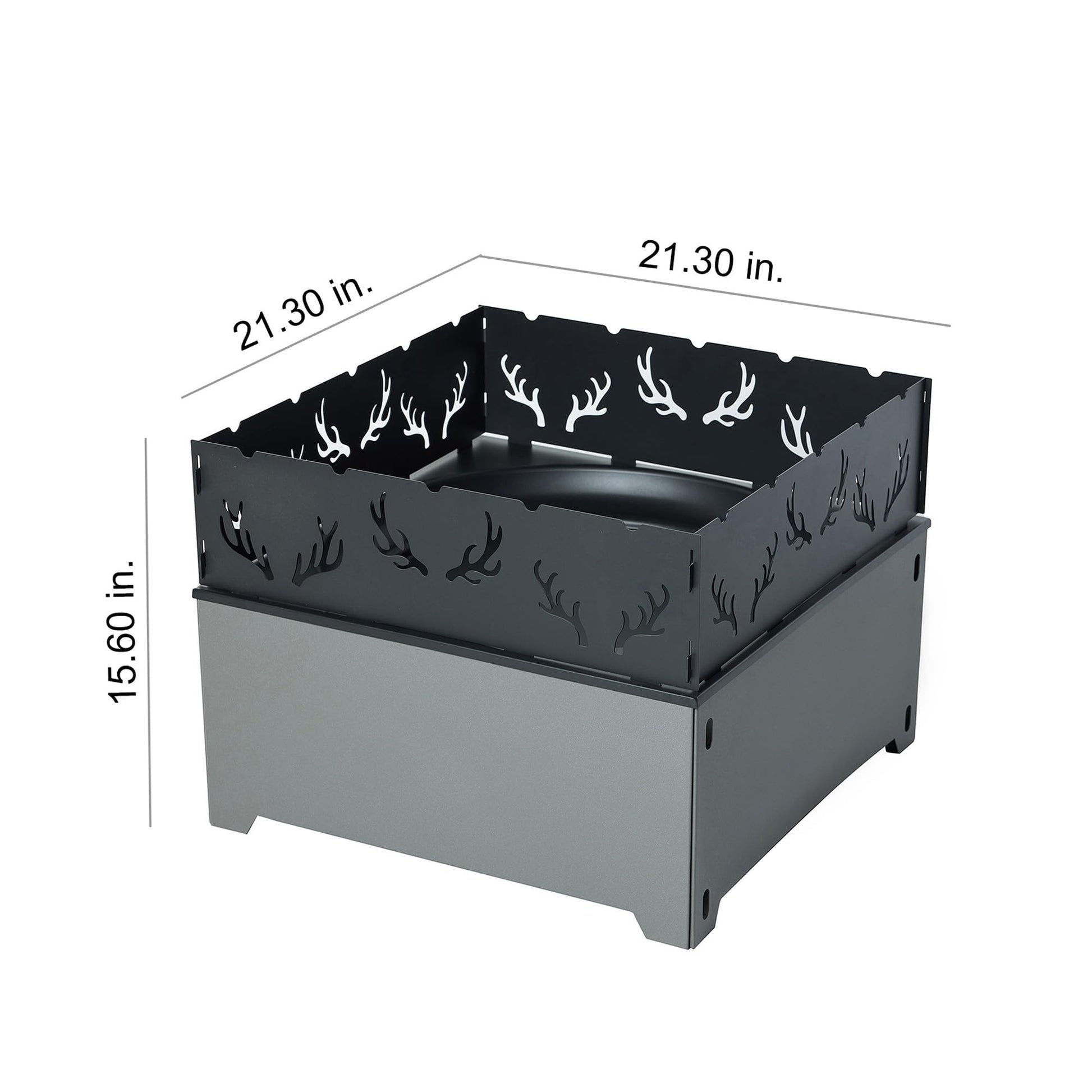 21.5 Inch Outdoor Wood Burning Fire Pit, Bonfire Grill for Patio and Backyard, Outdoor Portable Fireplace with Flame Panel - Flint Gray - CookCave