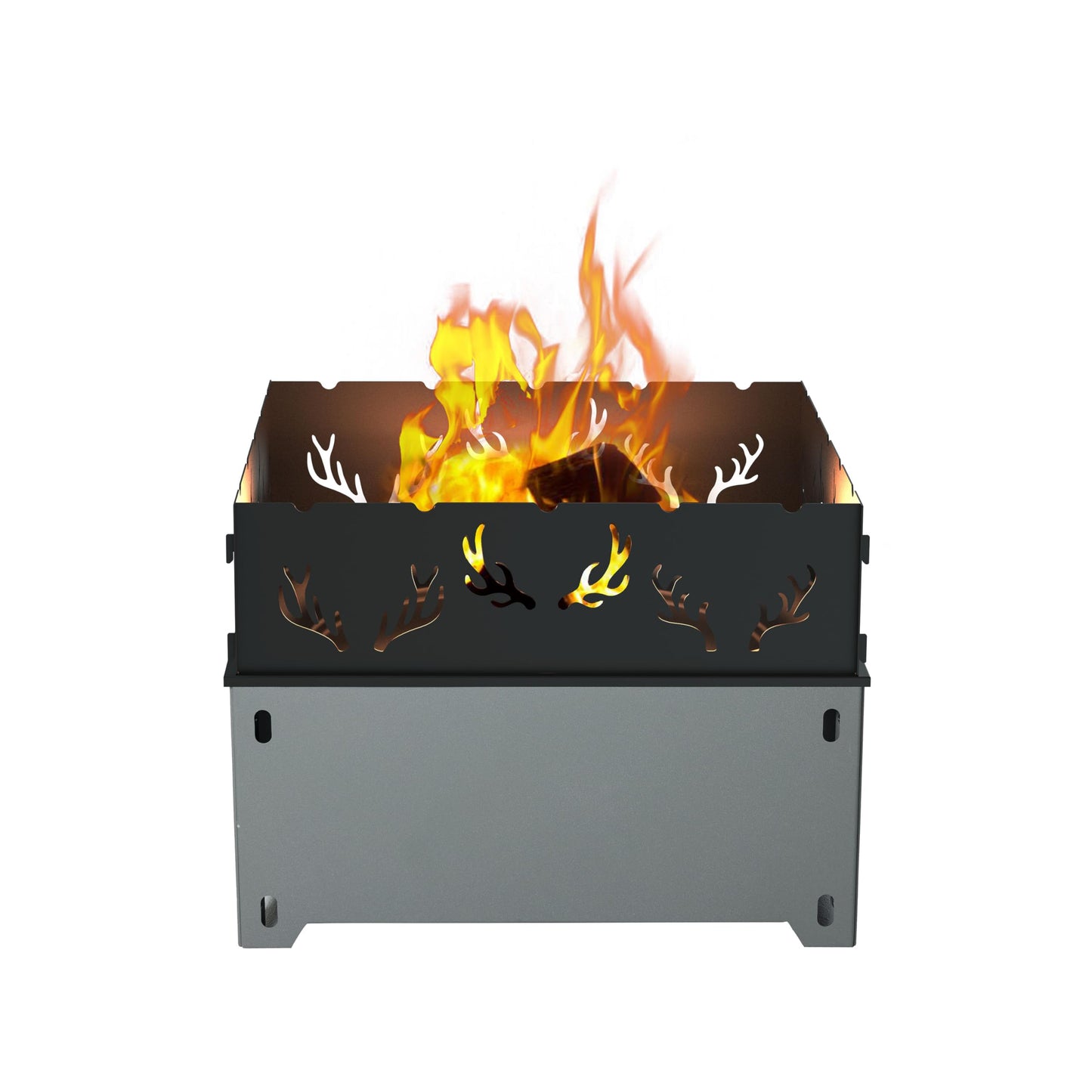 21.5 Inch Outdoor Wood Burning Fire Pit, Bonfire Grill for Patio and Backyard, Outdoor Portable Fireplace with Flame Panel - Flint Gray - CookCave