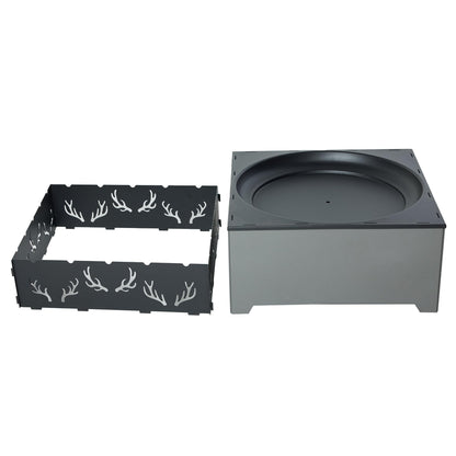 21.5 Inch Outdoor Wood Burning Fire Pit, Bonfire Grill for Patio and Backyard, Outdoor Portable Fireplace with Flame Panel - Flint Gray - CookCave