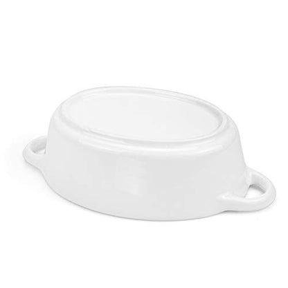 Foraineam 6-Pack Porcelain Ramekins, 10 Ounce Oval Ceramic Creme Brulee Souffle Baking Ramekin Dishes Bowl with Double Handles