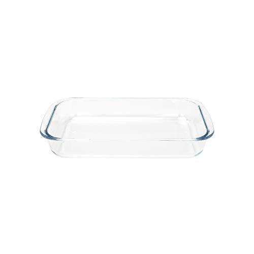 FOYO Basics Tempered Glass Baking Dish, 2 Quart Clear Oblong Dish Set, Casserole Dish Cooking Oven Bake