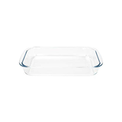 FOYO Basics Tempered Glass Baking Dish, 2 Quart Clear Oblong Dish Set, Casserole Dish Cooking Oven Bake