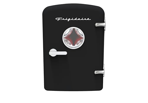 Frigidaire Retro 9-Can Mini Personal Fridge Portable Cooler, 11.8" D x 7.1" W x 10.1" H, Black