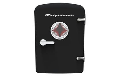 Frigidaire Retro 9-Can Mini Personal Fridge Portable Cooler, 11.8" D x 7.1" W x 10.1" H, Black