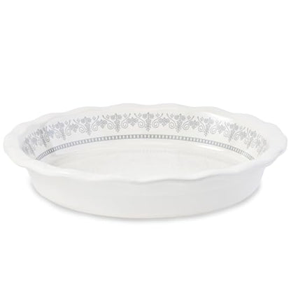 Lunaicorn Ceramic Pie Pans for Baking, 9 Inch Porcelain Pie Pan Pie Dish, Round Pie Plate for Apple Pie, Quiche, Pot Pies, Tart（White）