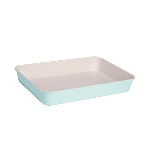 Tasty Clean Ceramic 14-Inch x 10-Inch Roasting Pan, Durable Aluminized Steel for Professional Results, Clean Ceramic Nonstick Coating, Oven Safe to 425°F, Dishwasher Safe, Aqua