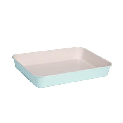Tasty Clean Ceramic 14-Inch x 10-Inch Roasting Pan, Durable Aluminized Steel for Professional Results, Clean Ceramic Nonstick Coating, Oven Safe to 425°F, Dishwasher Safe, Aqua