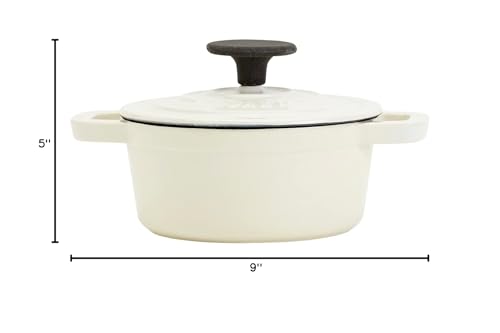 Smith & Clark 1-Quart Enameled Cast Iron Dutch Oven Pot with Lid, Ivory White