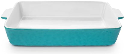 Krokori 4 QT Baking Dish, Casserole Dishes for Oven, 9x13 Baking Pan with Handles, Lasagna Pan Deep, Ceramic Casserole Dish Oven Safe for Baking, Lasagna, Kitchen, Wedding Gift (Aquamarine)