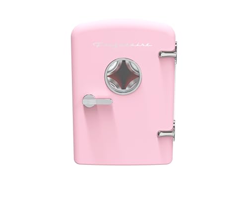 Frigidaire Retro 9-Can Mini Personal Fridge Portable Cooler for Car, Office, Bedroom, Dorm Room, or Cabin, 11.8" D x 7.1" W x 10.1" H, PINK