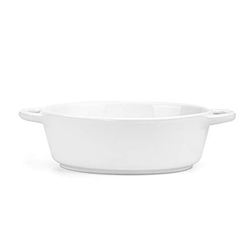 Foraineam 6-Pack Porcelain Ramekins, 10 Ounce Oval Ceramic Creme Brulee Souffle Baking Ramekin Dishes Bowl with Double Handles
