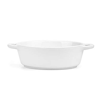 Foraineam 6-Pack Porcelain Ramekins, 10 Ounce Oval Ceramic Creme Brulee Souffle Baking Ramekin Dishes Bowl with Double Handles
