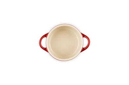 Le Creuset Stoneware Holly Collection Mini Round Cocotte, 8 oz., Cerise with Gold Applique