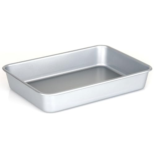 Viking Premium 13 x 9-Inch Nonstick Ceramic Roasting Pan, Made without PFAS, Heavy Gauge Aluminized Steel Baking Pan Sheet with Reinforced Iron Frame, Even Heating Cookware, Oven Safe to 475F, Silver