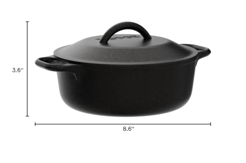 Lodge Cast Iron Dutch Oven 2 Quart - Loop Handle Cooking Vessel - Even Heat Retention - Oven-Safe, Versatile Pot