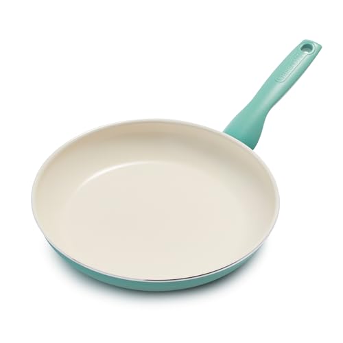 GreenPan Rio Healthy Ceramic Nonstick 10" Frying Pan Skillet, PFAS-Free, Dishwasher Safe, Turquoise