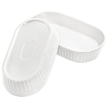 Foraineam 10 Pack White Ramekins, Porcelain Souffle Dishes, Oval Crème Brulée Ramekins for Baking, 6 Ounce Dessert Bowls Set for Soufflé, Pudding, Quiche, Snack, Custard, Dishwasher and Oven Safe