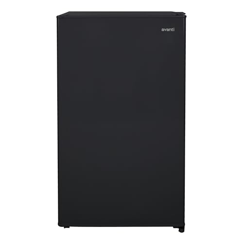 Avanti 3.3 Cu. Ft. Mini Fridge Compact Refrigerator with Adjustable Temperature, Removable Shelves, Chiller Compartment wiith Flush-Back Design, 3.3 cu.ft., Black