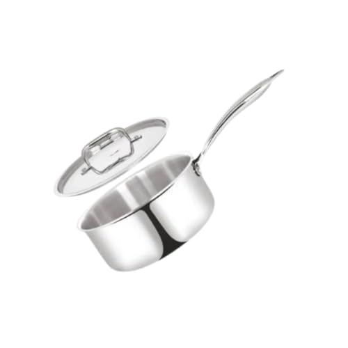 Stainless Steel Sauce Pan with Lid 3 Quart Non Stick Pan Easy to Clean For Home Kitchen Restaurant Multipurpose Use (Silver 7.87 inches)