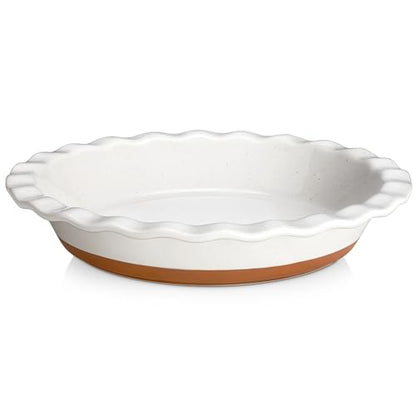 MALACASA Ceramic Pie Pan for Baking - 9 Inch Quiche Baking Dish Nonstick Pie Plate, Deep Dish Scratch-Resistant Pie Pan for Apple Pie Pot Pie, Series TARA