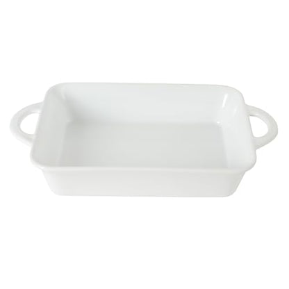 Gibson Home Gracious Dining 2.5-Quart White Stoneware Baking Dish with Handles – 14.6 x 8.5-Inch Rectangular Oven Safe Casserole & Roasting Baker
