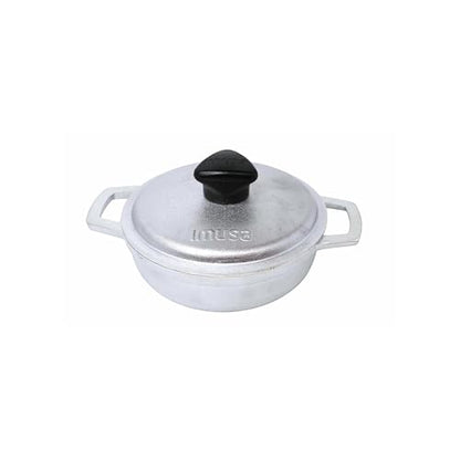 IMUSA 0.5Qt Mini Cast Aluminum Traditional Caldero Set with Lid,Silver