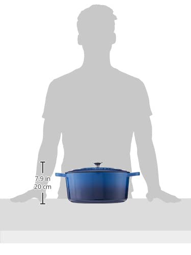 Crock Pot Artisan 7-Quart Oval Enameled Cast Iron Dutch Oven – Sapphire Blue, Heavy-Duty Cookware for Slow Cooking, Roasting, Baking with Lid