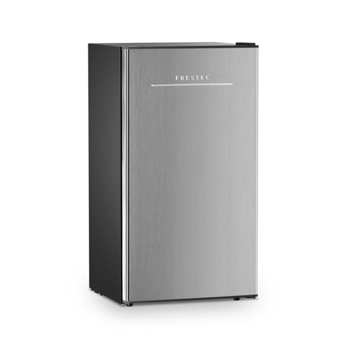 Frestec 3.2 Cu. Ft. Mini Fridge with Freezer Small Refrigerator, for Bedroom, Single Door, Energy Saving, Low Noise,for Office (Grey)