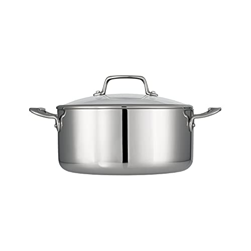 Tramontina Tri-Ply Clad Stainless Steel 5-Quart Dutch Oven Pot with Glass Lid, Induction-Ready, Dishwasher-Safe, NSF-Certified