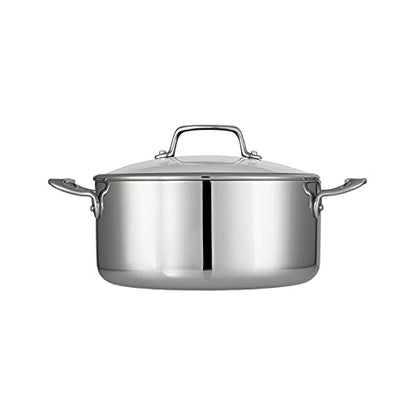 Tramontina Tri-Ply Clad Stainless Steel 5-Quart Dutch Oven Pot with Glass Lid, Induction-Ready, Dishwasher-Safe, NSF-Certified