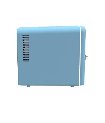 Frigidaire Retro 9-Can Mini Personal Fridge Portable Cooler for Car, Office, Bedroom, Dorm Room, or Cabin, 11.8" D x 7.1" W x 10.1" H, BLUE