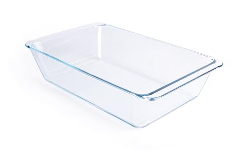 Deep Clear Glass Baking Dish, Rectangular Tempered Glass Baking Pan, The Largest casserole dish. -5.4 Liter