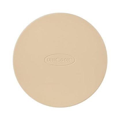 Unicook Small Pizza Stone 10.25 Inch for Oven and Grill, Round Baking Stone, Thermal Shock Resistant Cordierite Oven Pan with Plastic Dough Scraper, Ideal for Cooking Pizza, Bread