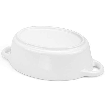 Foraineam 4 Pack 20 Ounce Porcelain Ramekins with Double Handles Oval Creme Brulee Souffle Baking Dishes