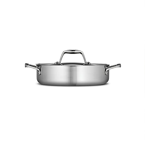 Tramontina Signature Tri-Ply Clad Stainless Steel 3-Quart Braiser Pan with Lid, Induction-Ready, Dishwasher-Safe, NSF-Certified, Made in Brazil