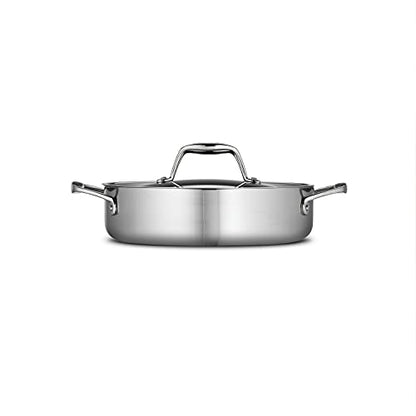 Tramontina Signature Tri-Ply Clad Stainless Steel 3-Quart Braiser Pan with Lid, Induction-Ready, Dishwasher-Safe, NSF-Certified, Made in Brazil
