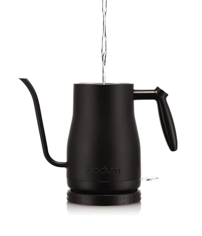 Bodum 34oz Bistro Gooseneck Electric Water Kettle, Pour Over Coffee & Tea, Stainless Steel, Matte Black