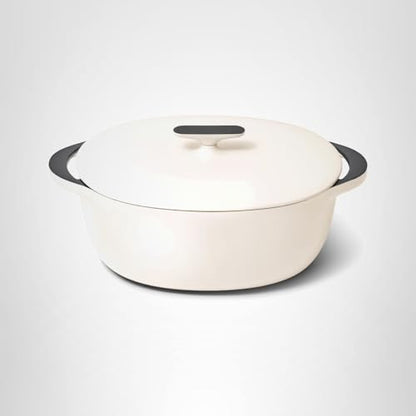 Caraway Enameled Cast Iron Dutch Oven - 8qt Dutch Oven With Lid - 3 Layer Enamel Coating - No Seasoning Required - Compatible With All Stovetops - Oven Safe - No Forever Chemicals - Cream
