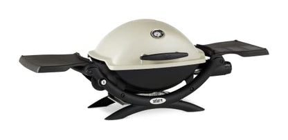 Weber Q1200 Liquid Propane Portable Gas Grill, Titanium – 1‑Burner Travel and Camping Grill with Cast‑Iron Grates & Electronic Ignition (8,500 BTU Burner)