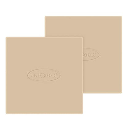 Unicook 2 PCS Pizza Stones Set, 12 Inch Square Pizza Stone for Oven and Grill, Cordierite Baking Pan for Crispy Crusts, Thermal Shock Resistant, Including Dough Scraper