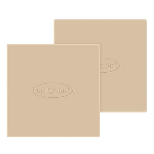 Unicook 2 PCS Pizza Stones Set, 12 Inch Square Pizza Stone for Oven and Grill, Cordierite Baking Pan for Crispy Crusts, Thermal Shock Resistant, Including Dough Scraper