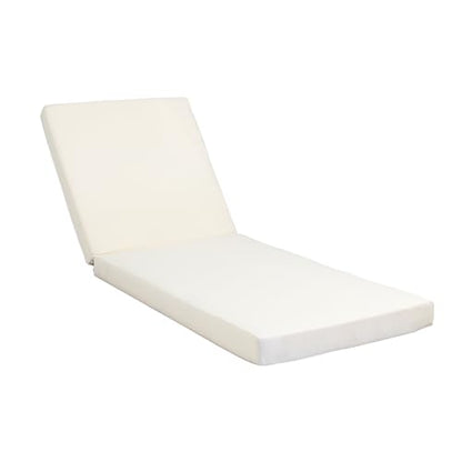 Christopher Knight Home Lara Outdoor Chaise Lounge with 4" Water-Resistant Cushion, Acacia Wood Recliner Chair Frame with Slatted Design, Patio Lounger with Adjustable Backrest, Light Teak+Cream