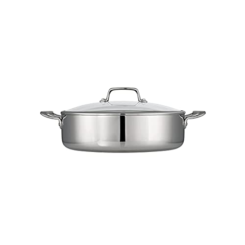 Tramontina Tri-Ply Clad Stainless Steel 6-Quart Braiser Pan with Glass Lid, Induction-Ready, Dishwasher-Safe, NSF-Certified