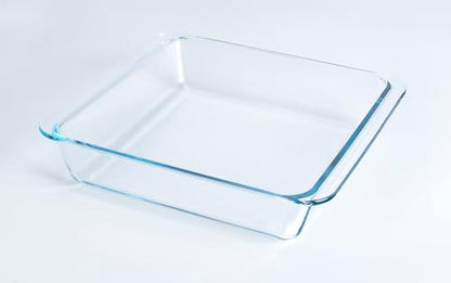 Classic Tempered Glass Baking Dish, Square Borosilicate Glass Baking Pan. Oven, Microwave, Refrigerator and Dishwasher Safe. -2.4L