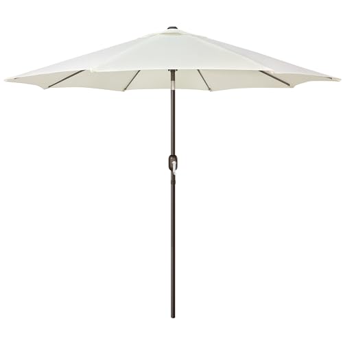 Blissun 9' Outdoor Patio Umbrella, Outdoor Table Umbrella, Yard Umbrella, Market Umbrella with 8 Sturdy Ribs, Push Button Tilt and Crank (Creamy White)