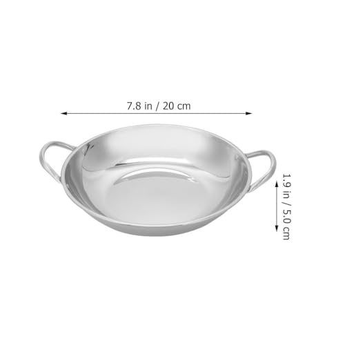 KICHOUSE Small Hot Pot Stainless Steel Cooking Pot with Double Handles Nonstick Flat Bottom Pan for Home Kitchen Restaurant Use 8.26X7.87X1.96In