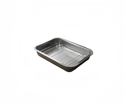 Roasting Pan Heavy Duty Stainless steel Turkey Pans for Oven,Toaster Oven Tray Pans with cooling rack,Hotel Pan, Barbeque Grill Pan,Deep Edge,Mirror treatment, Dishwasher Safe (14"x10.4"x2.8")