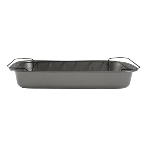 GoodCook Everyday Roast Pan with Rack Rectangular Nonstick Construction Large Capacity Metal Utensil-Safe, 15 x 11-Inch, Gray