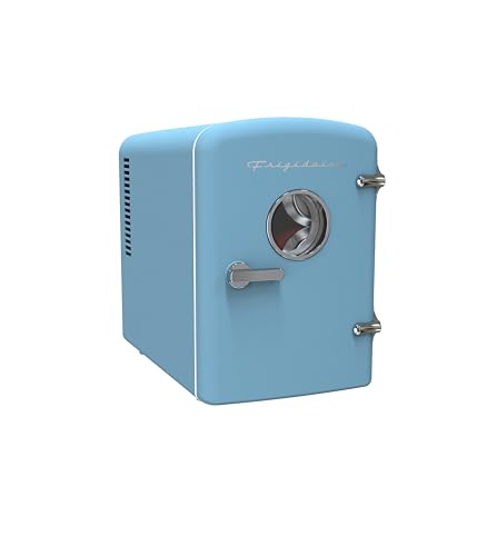 Frigidaire Retro 9-Can Mini Personal Fridge Portable Cooler for Car, Office, Bedroom, Dorm Room, or Cabin, 11.8" D x 7.1" W x 10.1" H, BLUE